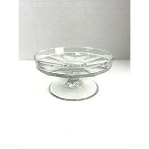 Heisey Vintage Clear Glass Pedestal Stemmed Cheese Stand 2.5"H x 5"W